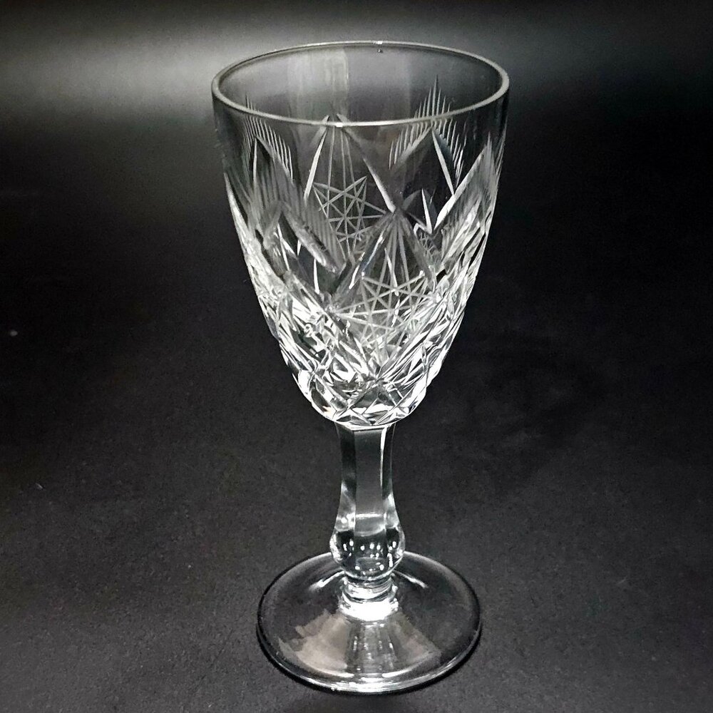 Vintage Brilliant Glass Cocktail Glass 5.25" vintage hand cut Lead Crystal - Picture 1 of 6